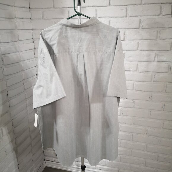 NWT Van Heusen Men's Size 3XL Naturel Stretch Non-Iron Grey Plaid Shirt - Picture 2 of 11